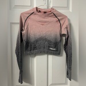 Gymshark Women's Pink and Gray Ombre Crop Top